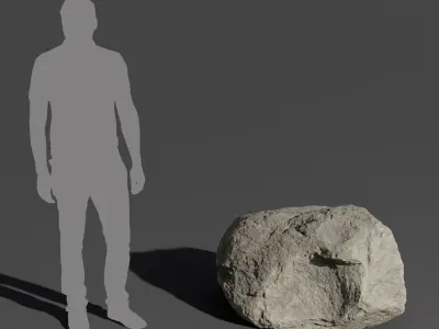  Cool Toned Divot Smooth Large Rock Boulder Model 