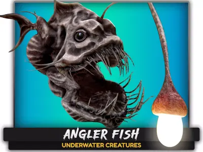 Fish low poly model - Anglerfish - ocean horror - monster fish 5 Low-poly 3D model