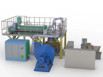 Melt-blown fabric production Assembly Line 3D model
