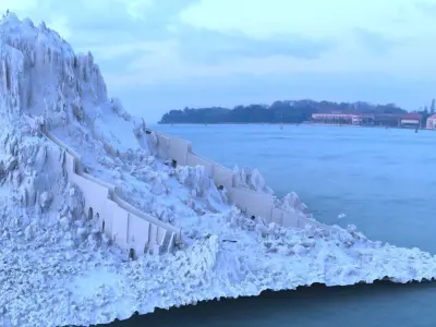 Fort wall in rocky terrain 3D model