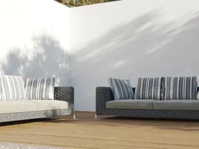 Rattan Outdoor Sofa Free 3D model