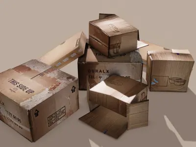CardBoard Box Pack Free low-poly 3D model