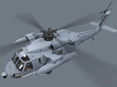 UH-60 Black Hawk South Korea Air Force Complex Animation Low-poly 3D model