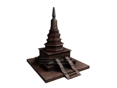 Pagoda in thailand Low-poly 3D model
