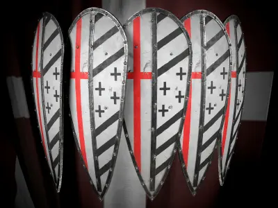 Medieval templar knight big shield Low-poly 3D model