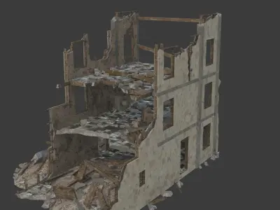 destruction building Low-poly 3D model