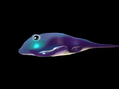 stingray fish with glowing eyes Low-poly 3D model