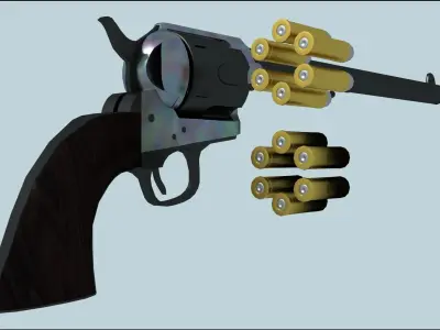 Colt Buntline Special Revolver with Ammo Low-poly 3D model