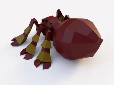 Spider 3d model polygonal with eyes Low-poly 3D model