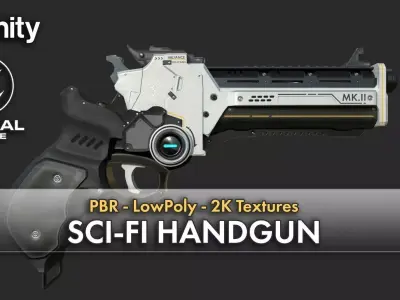 Sci-Fi Handgun Low-poly 3D model