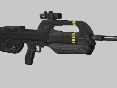 BR55 Battle Rifle Game Ready Low Poly 3D Model Low-poly 3D model