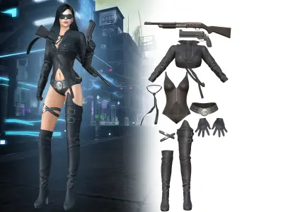 Cyber Cop Full Outfit Low-poly 3D model