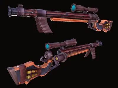 Sniper Rifle Stylized Low-poly 3D model