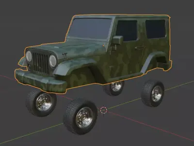 Jeep and tyres are seperated 3D model