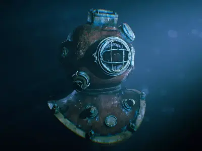 Underwater Diving Helmet Low-poly 3D model