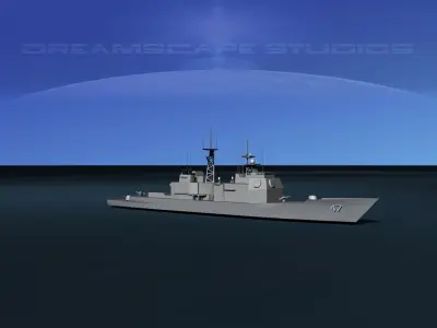 USS Ticonderoga CG-47  LP Low-poly 3D model