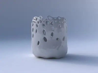 Bowl cylindrical with smooth crystal skin with holes 2 3D model