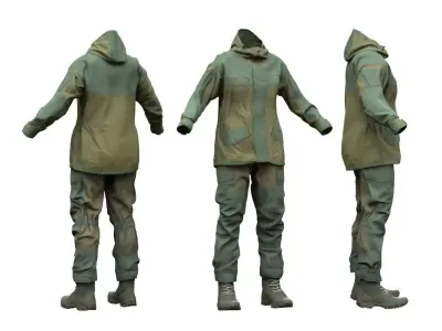 Female Hunting Outfit Low-poly 3D model