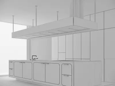 Kitchen with island EGO 24 By ABIMIS 3D model