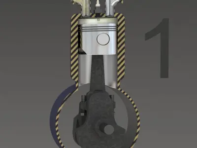 Four Stroke Engine Animation 3D model