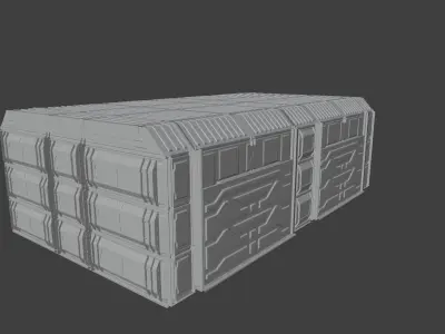 SciFi Base and jet 3D model