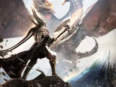 Axe warrior and 2 headed dragon 3D model