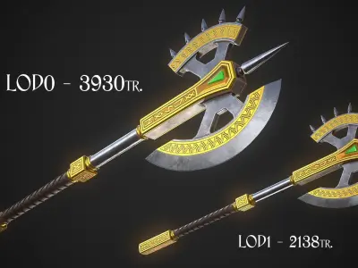 Fantasy Axe 04C Low-poly 3D model