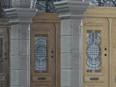 Wooden Door unpainted game asset Low-poly 3D model