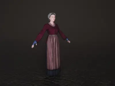 Working Class Woman Low-poly 3D model