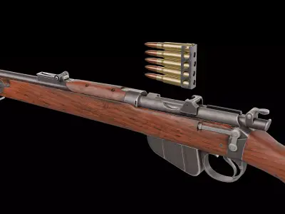 Charger-Loading Lee-Enfield  CLLE MkI rifle Low-poly 3D model