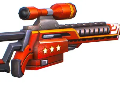 LowPoly Cartoon Sci-Fi Sniper Rifle Future Low-poly 3D model