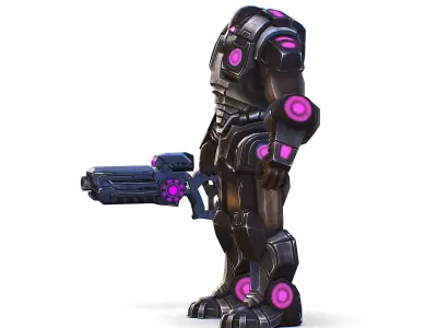 Cartoon Sci-Fi Cyborg Drone Heavy Trooper Bandit Low-poly 3D model