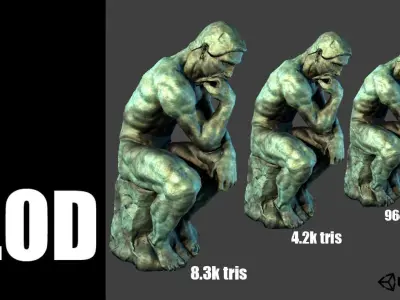The Thinker Rodin Low-poly 3D model