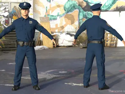 NYPD Police Officer Fur Rigged 3D model