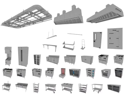 Commercial Kitchen Equipments 3D model