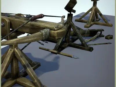 Animated Siege Weapons Low-poly 3D model