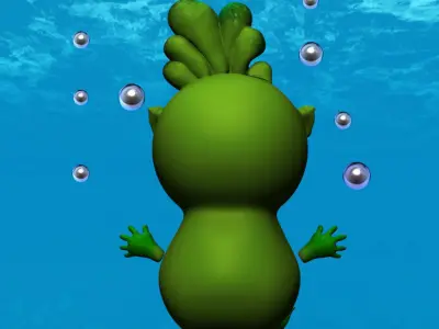 plankton creature with bubbles in water 3D model
