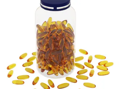 Transparent Jar Of Fish Oil 3D model