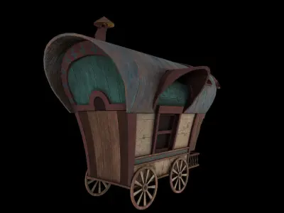 Medieval Carriage Low-poly 3D model