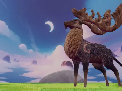 Stylized deer Game ready Low-poly 3D model