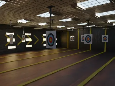 Shooting Range Interiors Low-poly 3D model