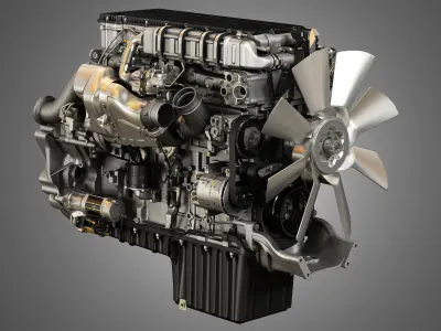  DD15 Heavy Duty Truck Engine - 6 Cylinder Diesel Engine 3D model