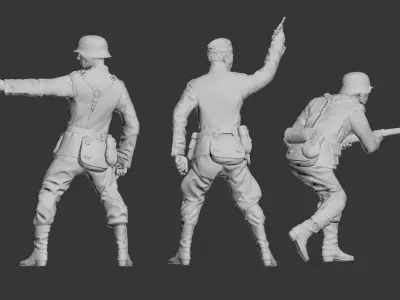 German officer and German soldiers 3D print model