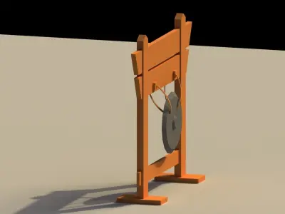 Low Poly Japanese Gong Low-poly 3D model