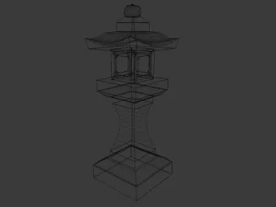 Japanese Stone Lantern 7 Low-poly 3D model