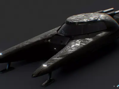 Sci-Fi Flying Vehicle Low-poly 3D model