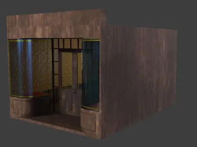 store room with wooden doors and glass windows Low-poly 3D model