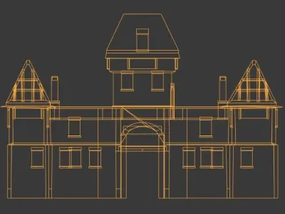 Stone Barracks Low-poly 3D model