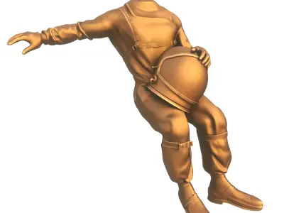 Bronze Astounaut Spacesuit pose 3D print model