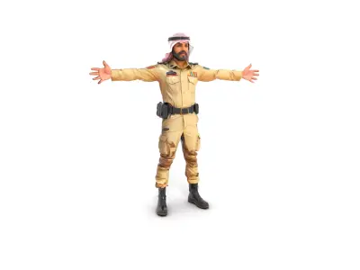 Omani Captain in Desert Camouflage Low-poly 3D model
